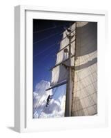 Crew Member Climbing Mast of the Star Clipper, Caribbean-Dave Bartruff-Framed Photographic Print