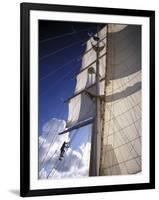 Crew Member Climbing Mast of the Star Clipper, Caribbean-Dave Bartruff-Framed Photographic Print