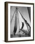 Crew Member Sailing a Pilot Boat in Boston Harbor-Carl Mydans-Framed Photographic Print