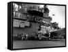 Crew Members on Deck of American Aircraft Carrier, Watching Take-Off of a F6F Hellcat-null-Framed Stretched Canvas