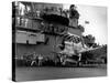 Crew Members on Deck of American Aircraft Carrier, Watching Take-Off of a F6F Hellcat-null-Stretched Canvas