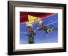 Crew of a Space Rocket in Free Flight Outside Their Vehicle-null-Framed Art Print