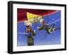 Crew of a Space Rocket in Free Flight Outside Their Vehicle-null-Framed Art Print
