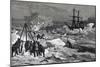 Crew of Tegetthoff Freeing Ship from Pack Ice with Saws-null-Mounted Giclee Print