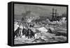 Crew of Tegetthoff Freeing Ship from Pack Ice with Saws-null-Framed Stretched Canvas