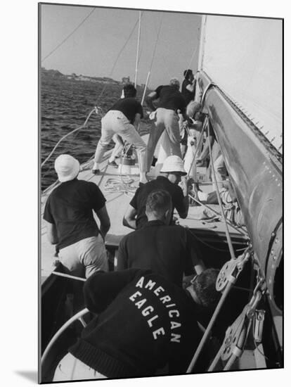 Crew of the American Eagle During America's Cup Race-null-Mounted Photographic Print