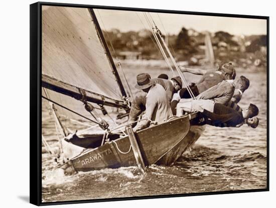 Crew of the "Arawatta" During the "Eighteen Footer" Race, Sydney Harbour, 9th April 1934-null-Framed Stretched Canvas