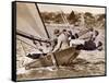 Crew of the "Arawatta" During the "Eighteen Footer" Race, Sydney Harbour, 9th April 1934-null-Framed Stretched Canvas