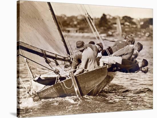 Crew of the "Arawatta" During the "Eighteen Footer" Race, Sydney Harbour, 9th April 1934-null-Stretched Canvas