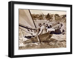 Crew of the "Arawatta" During the "Eighteen Footer" Race, Sydney Harbour, 9th April 1934-null-Framed Premium Photographic Print