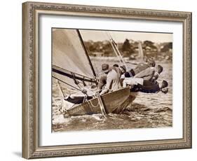 Crew of the "Arawatta" During the "Eighteen Footer" Race, Sydney Harbour, 9th April 1934-null-Framed Photographic Print