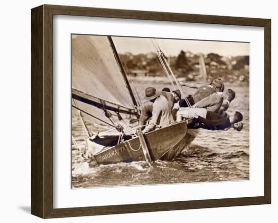 Crew of the "Arawatta" During the "Eighteen Footer" Race, Sydney Harbour, 9th April 1934-null-Framed Photographic Print