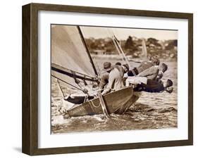 Crew of the "Arawatta" During the "Eighteen Footer" Race, Sydney Harbour, 9th April 1934-null-Framed Photographic Print