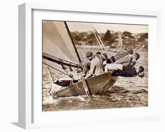 Crew of the "Arawatta" During the "Eighteen Footer" Race, Sydney Harbour, 9th April 1934-null-Framed Photographic Print