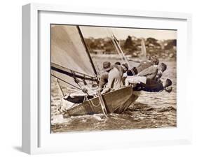 Crew of the "Arawatta" During the "Eighteen Footer" Race, Sydney Harbour, 9th April 1934-null-Framed Photographic Print