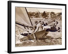 Crew of the "Arawatta" During the "Eighteen Footer" Race, Sydney Harbour, 9th April 1934-null-Framed Photographic Print