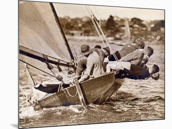 Crew of the "Arawatta" During the "Eighteen Footer" Race, Sydney Harbour, 9th April 1934-null-Mounted Photographic Print