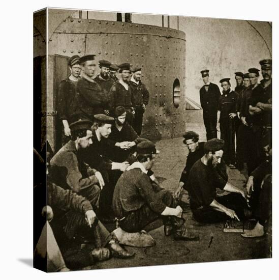 Crew of the Original 'Monitor' on Deck, 1862-Mathew Brady-Stretched Canvas