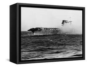 Crew of U.S.S. Lexington Abandoning Ship-null-Framed Stretched Canvas
