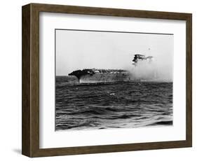 Crew of U.S.S. Lexington Abandoning Ship-null-Framed Photographic Print
