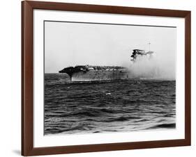 Crew of U.S.S. Lexington Abandoning Ship-null-Framed Photographic Print