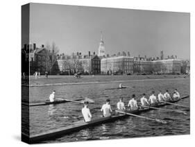 Crew Rowing on Charles River across from Harvard University Campus-Alfred Eisenstaedt-Stretched Canvas