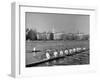 Crew Rowing on Charles River across from Harvard University Campus-Alfred Eisenstaedt-Framed Photographic Print