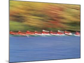 Crew Team on Water-null-Mounted Photographic Print