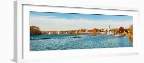 Crew Teams in their Sculls on the Potomac River at Old Georgetown Waterfront, Washington Dc, USA-null-Framed Photographic Print