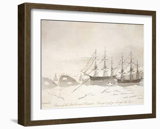 Crews of the Isabella and Alexander Sawing a Passage Through the Ice-John Ross-Framed Giclee Print