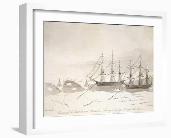 Crews of the Isabella and Alexander Sawing a Passage Through the Ice-John Ross-Framed Giclee Print