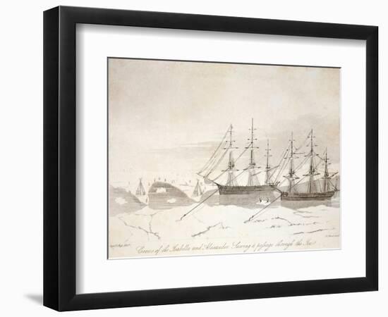 Crews of the Isabella and Alexander Sawing a Passage Through the Ice-John Ross-Framed Giclee Print