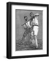 Cricket a Batsman Dealing with a Full Pitch-null-Framed Photographic Print