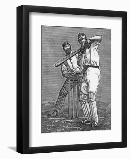 Cricket a Batsman Dealing with a Full Pitch-null-Framed Photographic Print