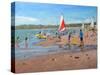 Cricket and Red and White Sail, Abersoch, 2011-Andrew Macara-Stretched Canvas