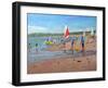 Cricket and Red and White Sail, Abersoch, 2011-Andrew Macara-Framed Giclee Print