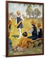 Cricket at Girls' School-RH Brock-Framed Art Print