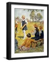 Cricket at Girls' School-RH Brock-Framed Art Print