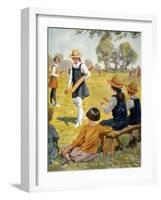 Cricket at Girls' School-RH Brock-Framed Art Print