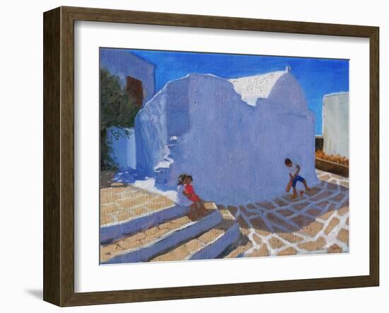 Cricket by the Church Wall, Mykonos-Andrew Macara-Framed Giclee Print