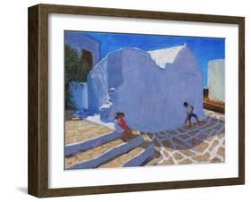 Cricket by the Church Wall, Mykonos-Andrew Macara-Framed Giclee Print