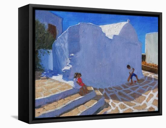 Cricket by the Church Wall, Mykonos-Andrew Macara-Framed Stretched Canvas