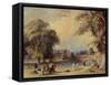 Cricket on the College Field, circa 1835 watercolor-William Evans-Framed Stretched Canvas