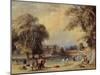 Cricket on the College Field, circa 1835 watercolor-William Evans-Mounted Giclee Print