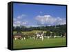 Cricket on Village Green, Surrey, England-Jon Arnold-Framed Stretched Canvas