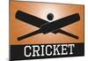 Cricket Orange Sports Poster Print-null-Mounted Poster