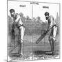 Cricket the Right and Wrong Way of Batting-null-Mounted Art Print