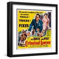 Criminal Lawyer, Pat O'Brien, Jane Wyatt, 1951-null-Framed Art Print