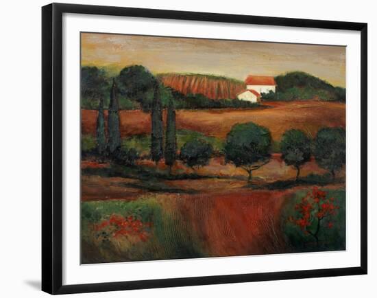 Crimson Light in Tuscany-John Zaccheo-Framed Giclee Print