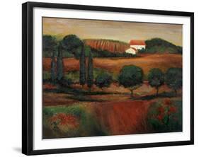 Crimson Light in Tuscany-John Zaccheo-Framed Giclee Print